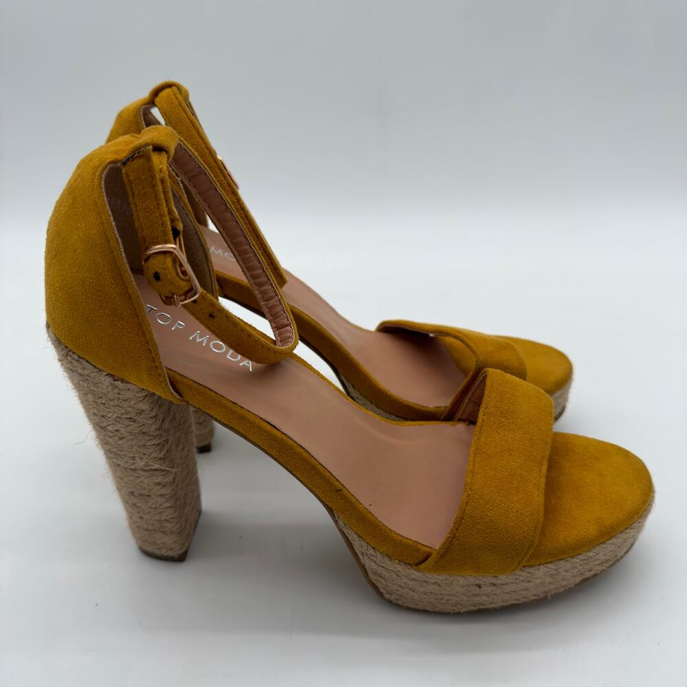 Tom Moda Mustard Yellow Boho Platform Chunky Heel Espadrille Sandals 8.5